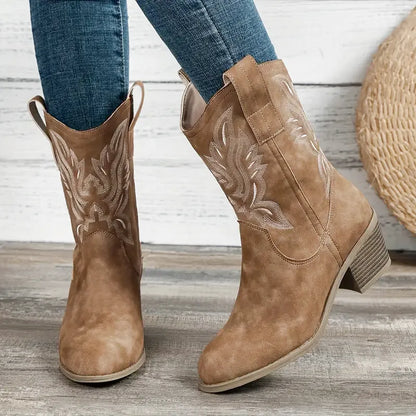 SANDY Cowgirl Boots - Resistant PU leather | Elegance & Stability - Yehaw
