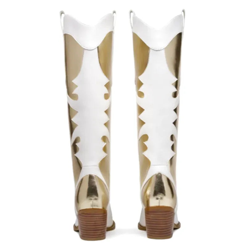 SAVANNAH Cowgirl Boots - Yehaw | White & Gold - Yehaw