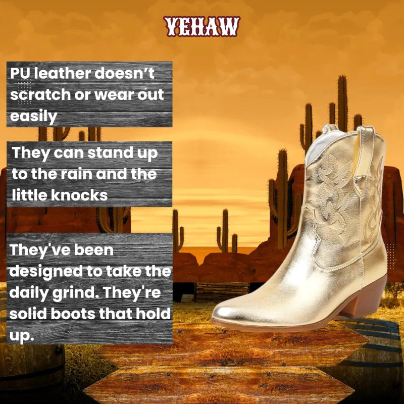 SHIRLEY Cowgirl Boots - Yehaw | Red & Silver