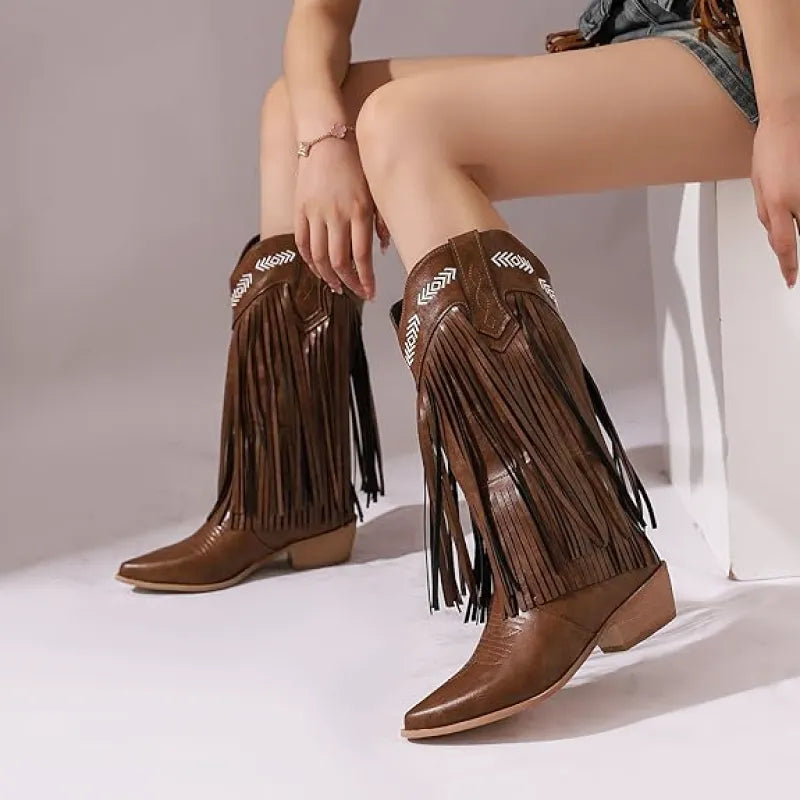 SKYE Cowgirl Boots Fringe - Soft lining | Elegance & Stability - Yehaw