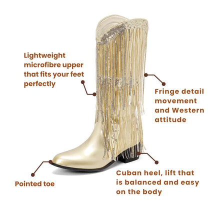 TAMMIE Cowgirl Boots Fringe - Cuban Heel | Top of the range comfort - Yehaw