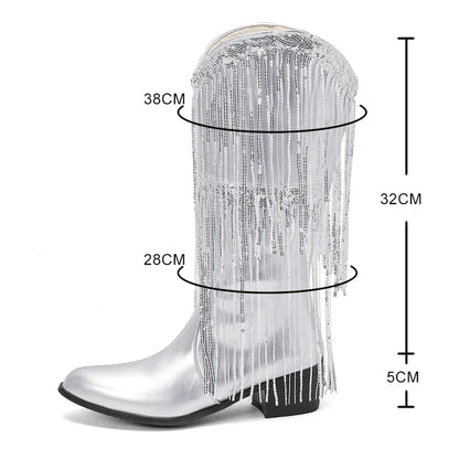 TAMMIE Cowgirl Boots Fringe - Clog Heel | Top of the range comfort - Yehaw