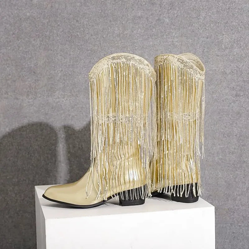 TAMMIE Cowgirl Boots Fringe - Cuban Heel | Top of the range comfort - Yehaw