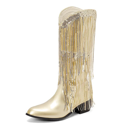 TAMMIE Cowgirl Boots Fringe - Clog Heel | Top of the range comfort - Yehaw