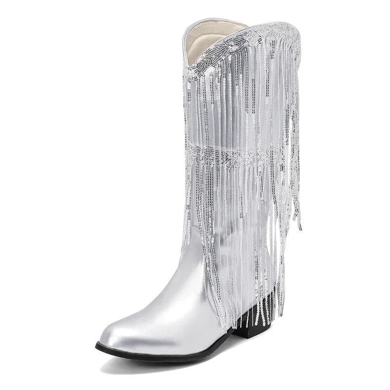 TAMMIE Cowgirl Boots Fringe - Clog Heel | Top of the range comfort - Yehaw