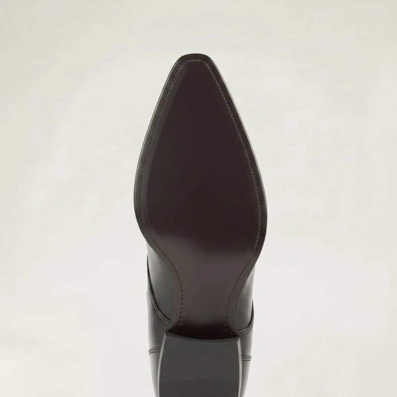 Yehaw TEDDY dark brown vegan leather cowboy boots with a pointed toe, mid-calf shaft, and durable rubber sole.