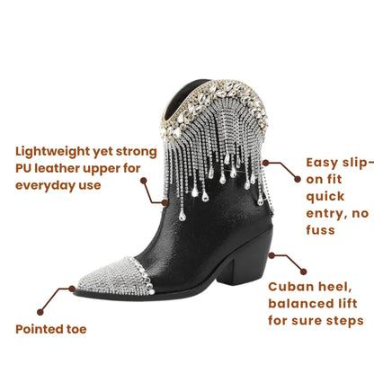 TESSA Cowgirl Boots - Shiny PU leather | Elegance & Stability - Yehaw