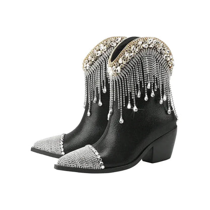 TESSA Cowgirl Boots - Shiny PU leather | Elegance & Stability - Yehaw