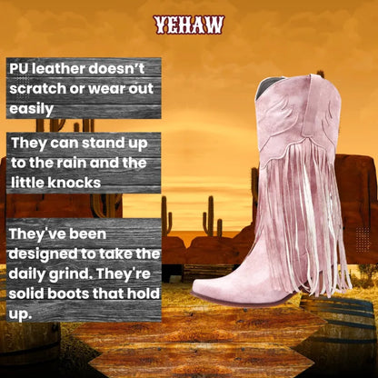 TILLY Cowgirl Boots Fringe - Yehaw | Pink & Red