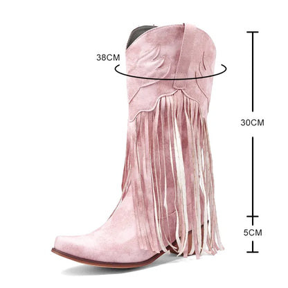 TILLY Cowgirl Boots Fringe - Soft lining | Elegance & Stability - Yehaw