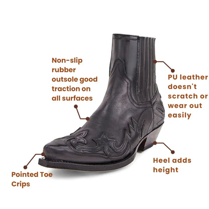 TOMMY Mens Cowboy Boots - PU Leather | Bold Design & Fit - Yehaw