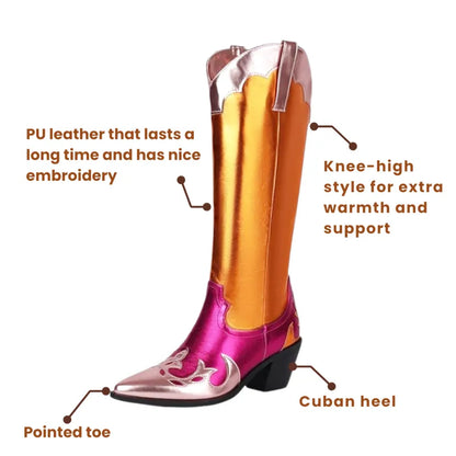 WILLA Gold Cowgirl Boots - Pointed toe | Elegance & Stability - Yehaw