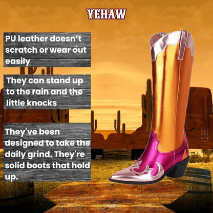 WILLA Gold Cowgirl Boots - Yehaw