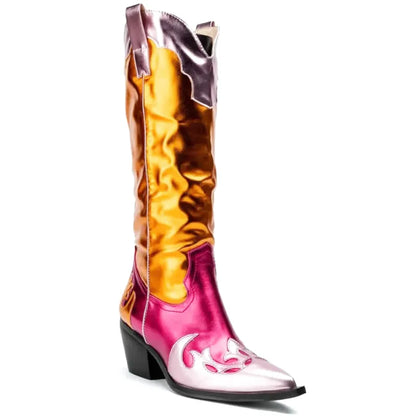WILLA Gold Cowgirl Boots - Pointed toe | Elegance & Stability - Yehaw