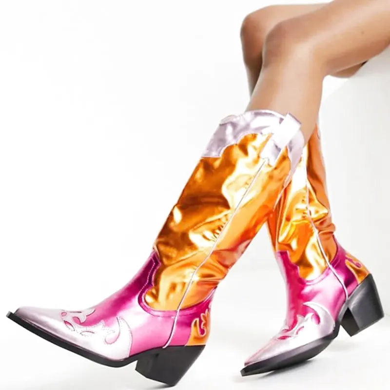 WILLA Gold Cowgirl Boots - Pointed toe | Elegance & Stability - Yehaw
