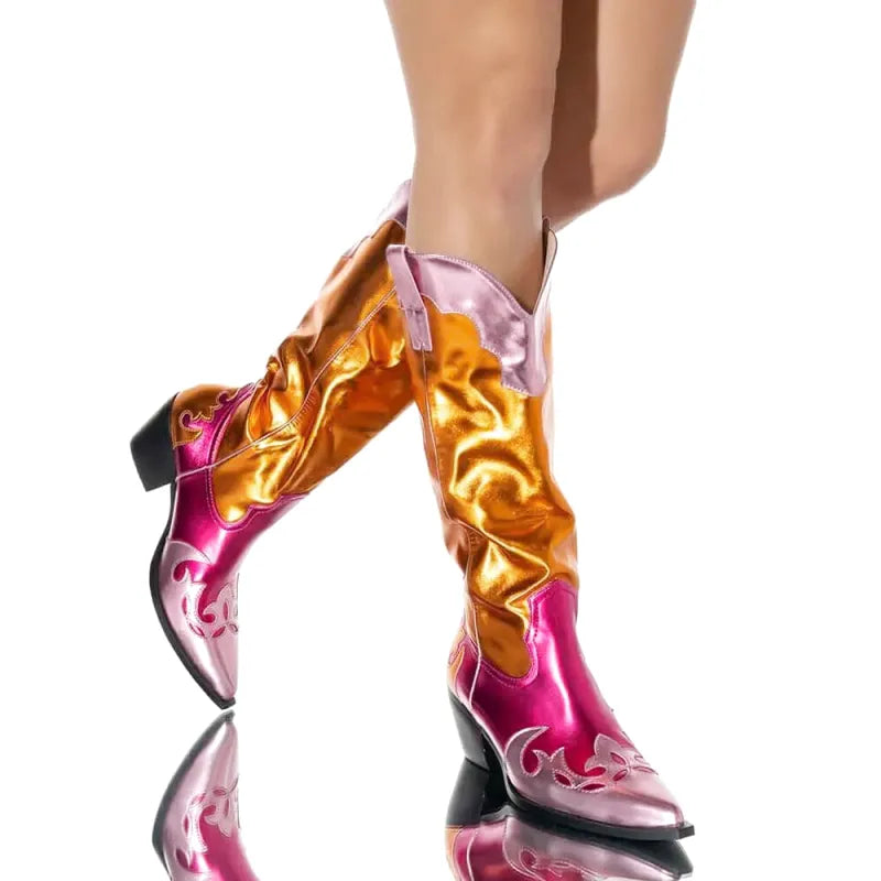 WILLA Gold Cowgirl Boots - Pointed toe | Elegance & Stability - Yehaw