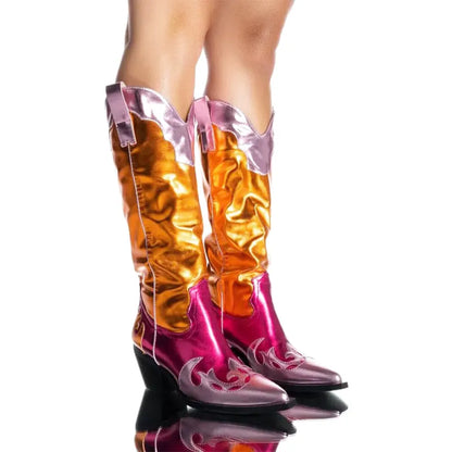 WILLA Gold Cowgirl Boots - Pointed toe | Elegance & Stability - Yehaw