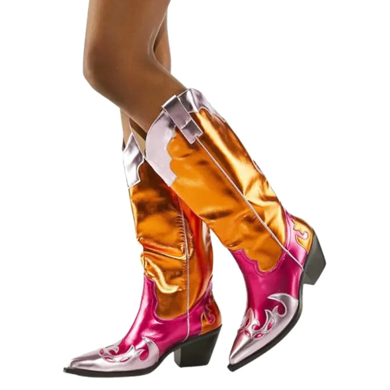 WILLA Gold Cowgirl Boots - Pointed toe | Elegance & Stability - Yehaw