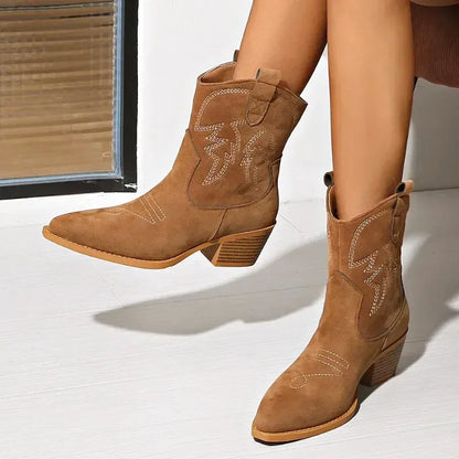 WILLIE Cowgirl Boots -  Resistant PU leather | Elegance & Stability - Yehaw
